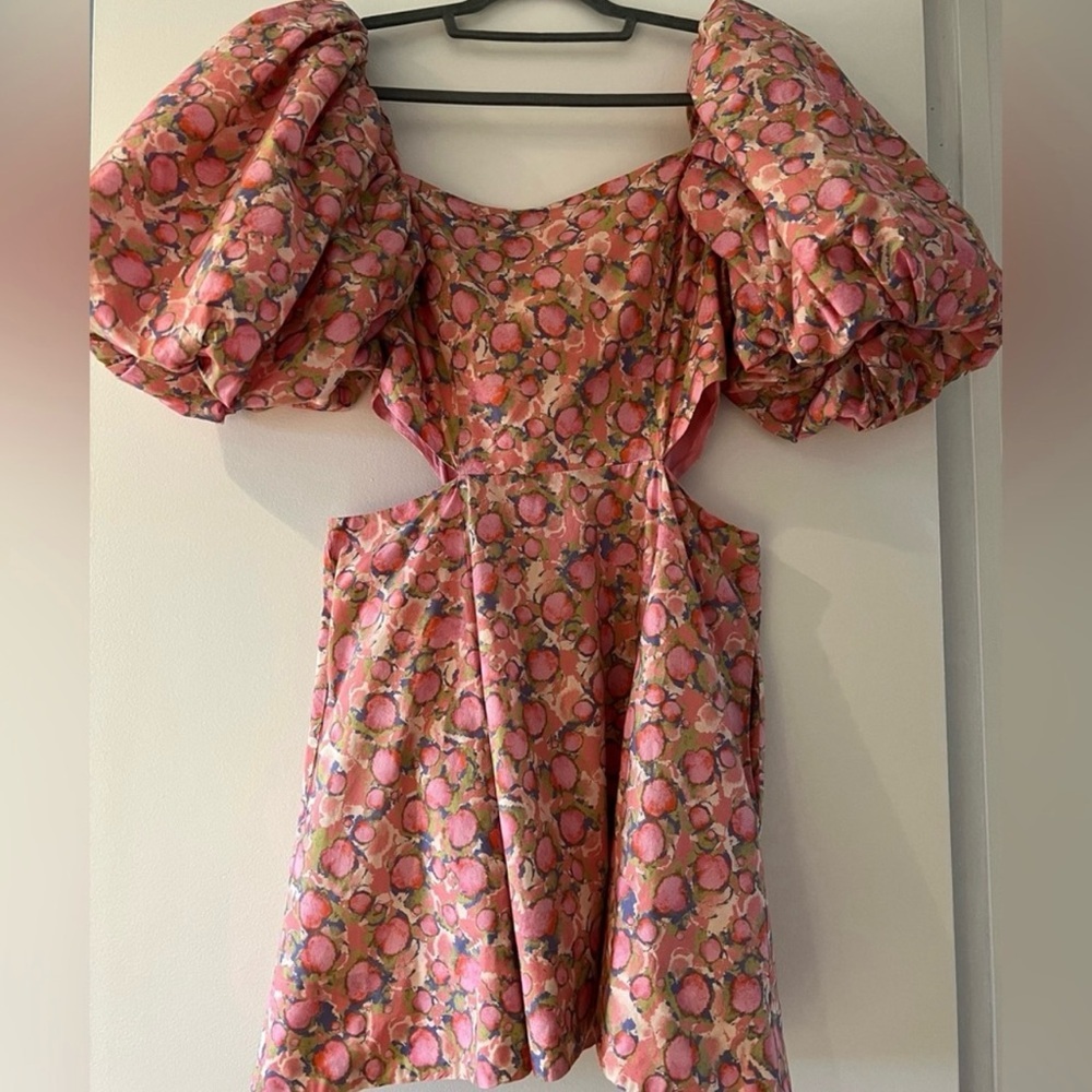 Aureta by Anthropologie Ada Mini Floral Puff Sleeve Dress Size L - Picture 4 of 14